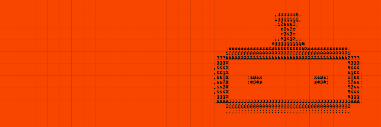 Black Starchild ASCII Robot on orange grid